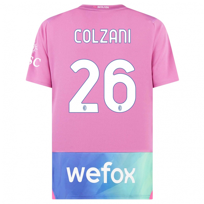 Men  Edoardo Colzani #26 Pink Purple Third Jersey 2023/24 T-Shirt