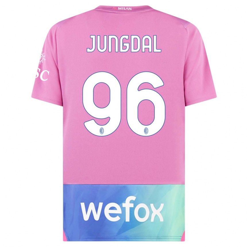 Men  Andreas Jungdal #96 Pink Purple Third Jersey 2023/24 T-Shirt