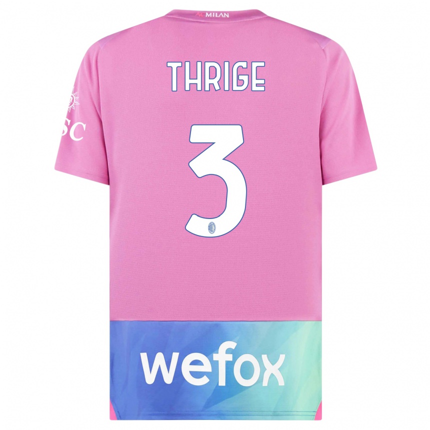 Men  Sara Thrige #3 Pink Purple Third Jersey 2023/24 T-Shirt