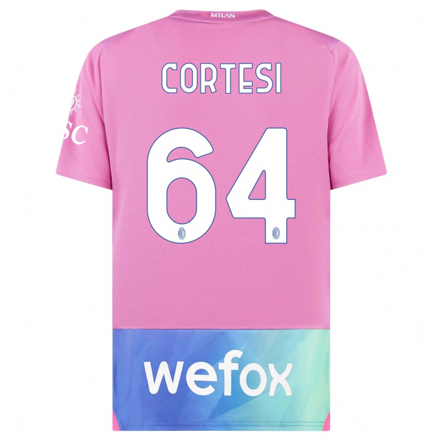 Men  Selena Cortesi #64 Pink Purple Third Jersey 2023/24 T-Shirt