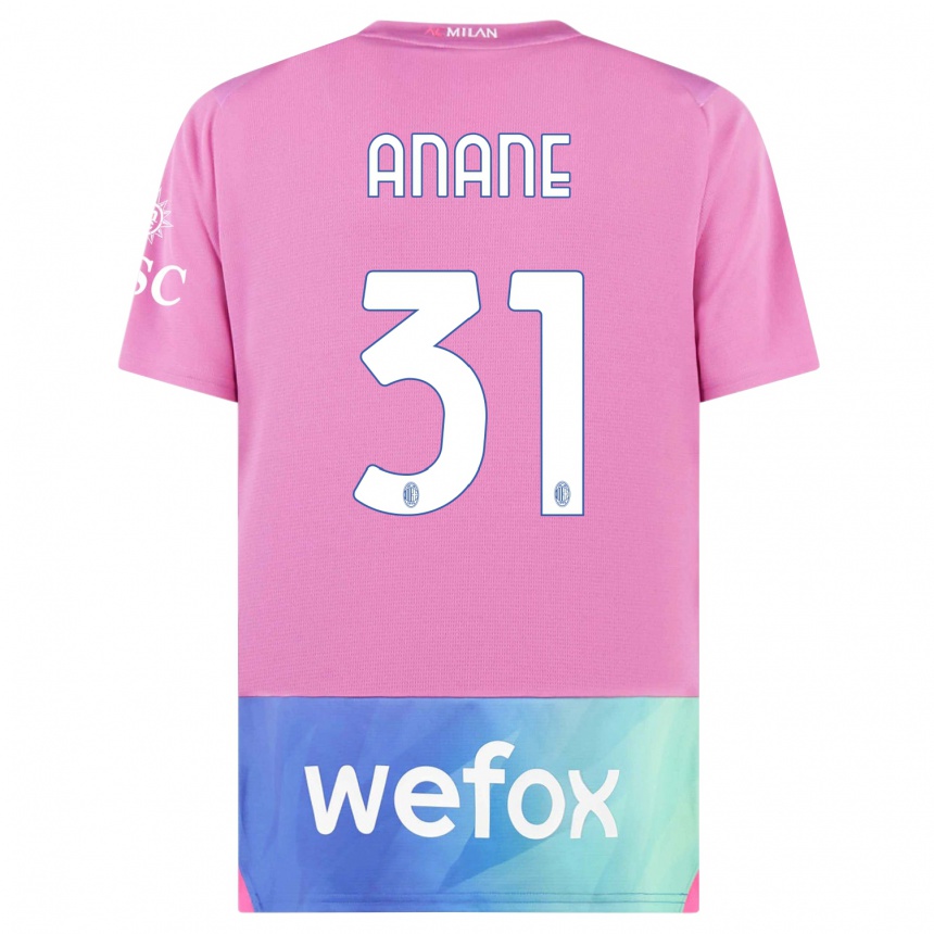 Men  Emmanuel Anane #31 Pink Purple Third Jersey 2023/24 T-Shirt