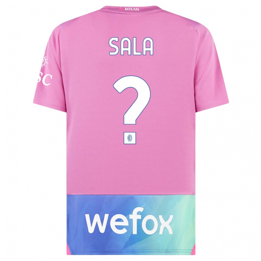 Men  Mattia Sala #0 Pink Purple Third Jersey 2023/24 T-Shirt