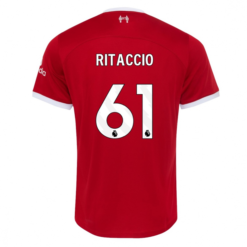 Women  Matteo Ritaccio #61 Red Home Jersey 2023/24 T-Shirt