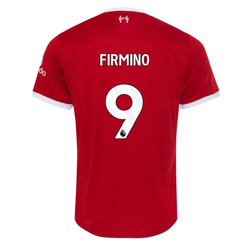 Women  Roberto Firmino #9 Red Home Jersey 2023/24 T-Shirt