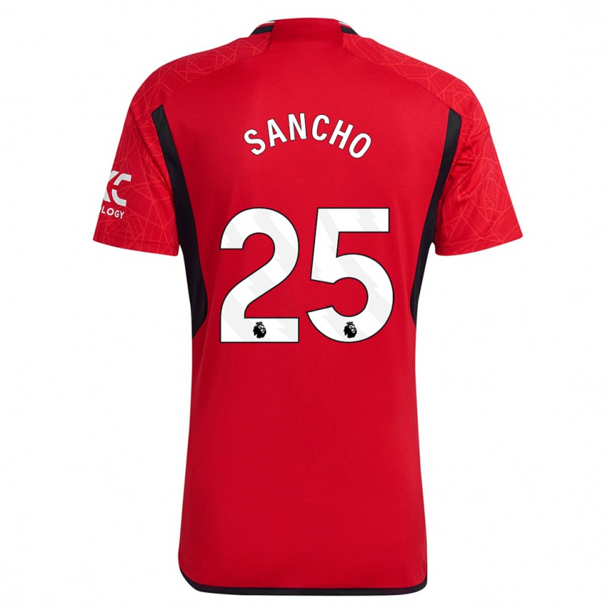 Women  Jadon Sancho #25 Red Home Jersey 2023/24 T-Shirt