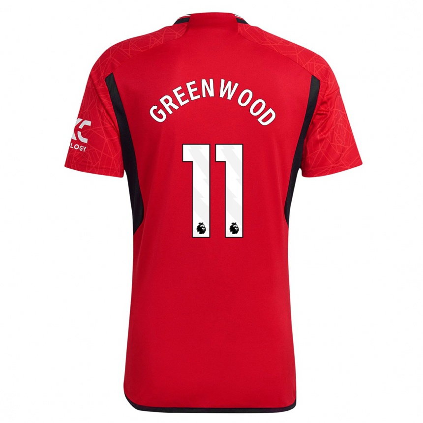 Women  Mason Greenwood #11 Red Home Jersey 2023/24 T-Shirt