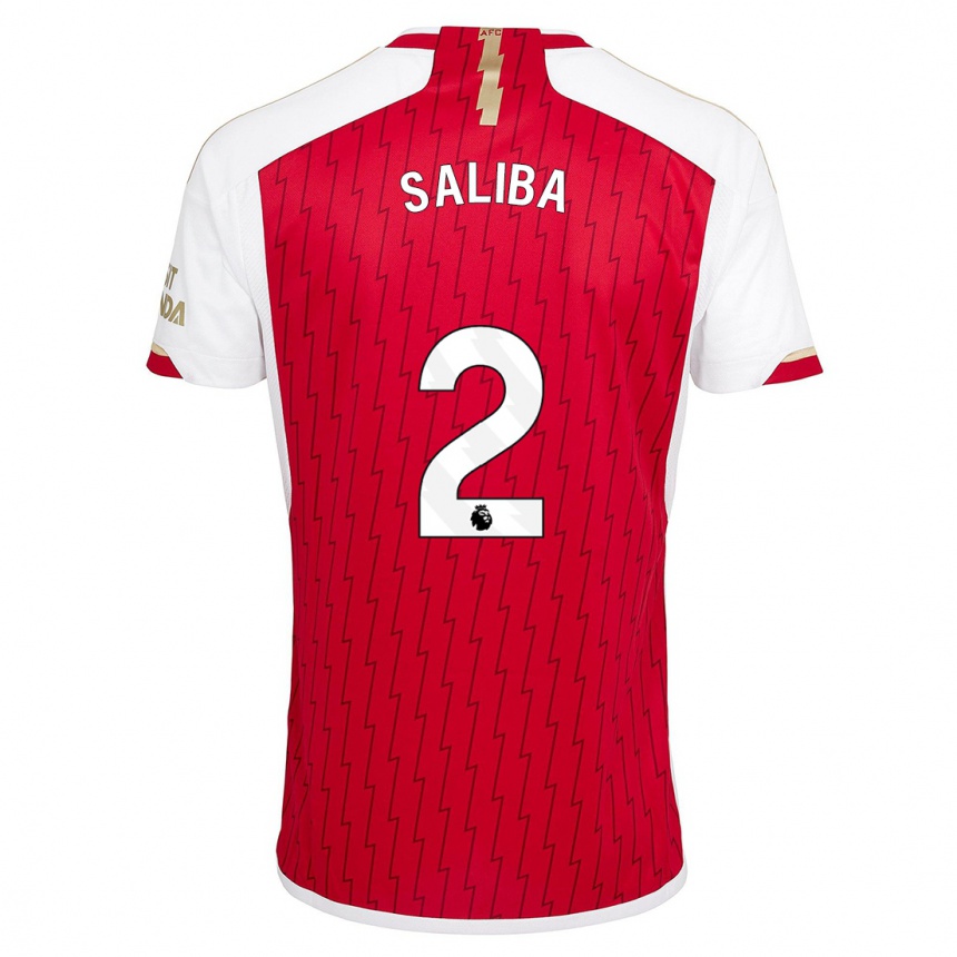 Women  William Saliba #2 Red Home Jersey 2023/24 T-Shirt