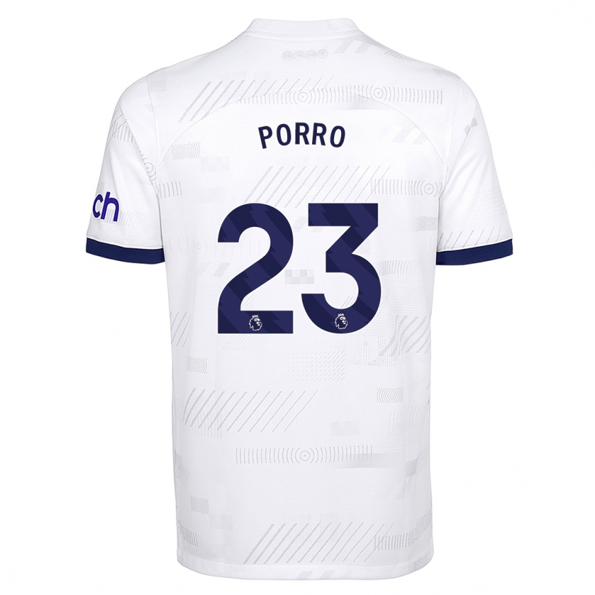 Women  Pedro Porro #23 White Home Jersey 2023/24 T-Shirt