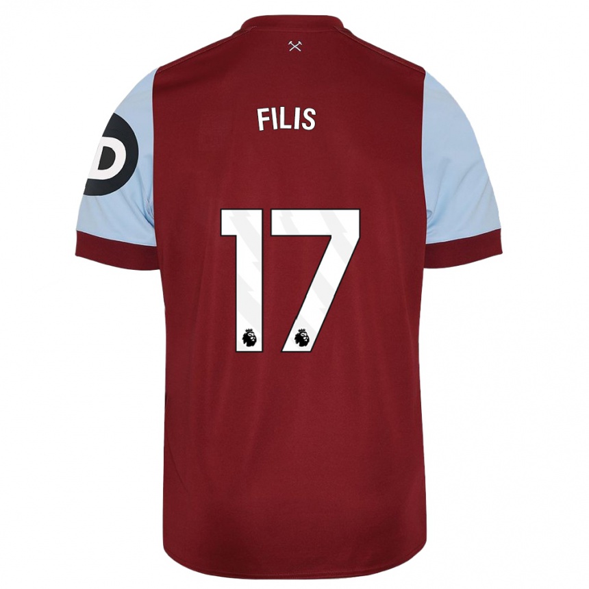 Women  Melisa Filis #17 Maroon Home Jersey 2023/24 T-Shirt