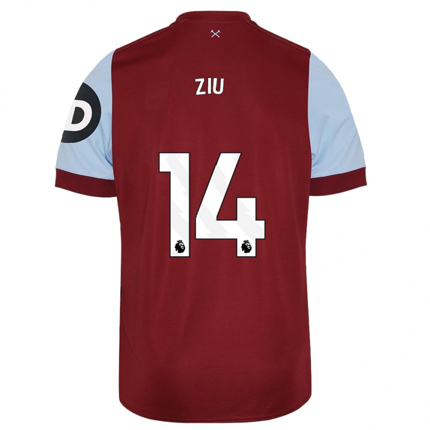 Women  Jessica Ziu #14 Maroon Home Jersey 2023/24 T-Shirt