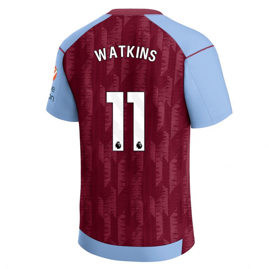 Women  Ollie Watkins #11 Claret Blue Home Jersey 2023/24 T-Shirt