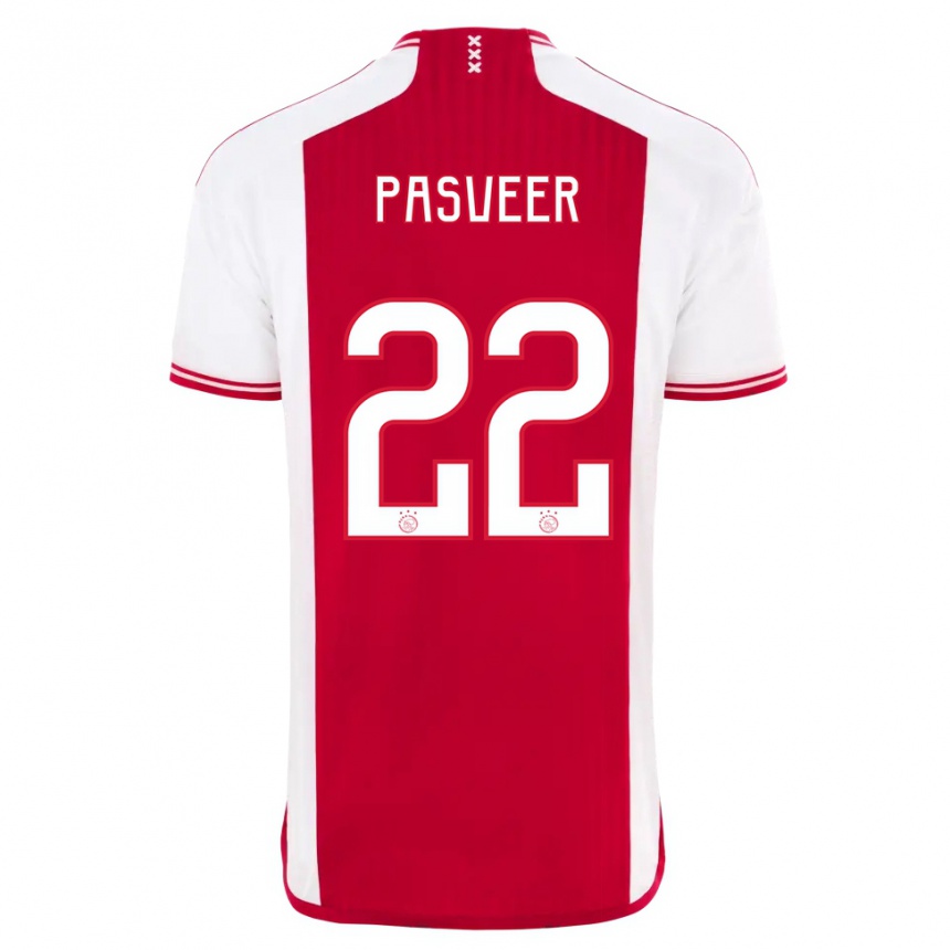 Women  Remko Pasveer #22 Red White Home Jersey 2023/24 T-Shirt