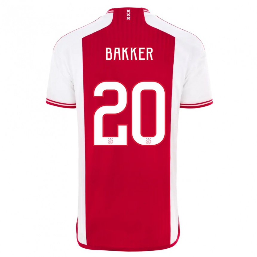 Women  Eshly Bakker #20 Red White Home Jersey 2023/24 T-Shirt