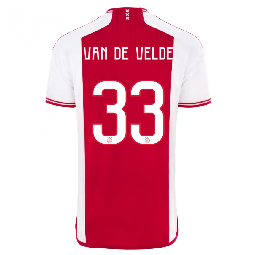 Women  Jonna Van De Velde #33 Red White Home Jersey 2023/24 T-Shirt