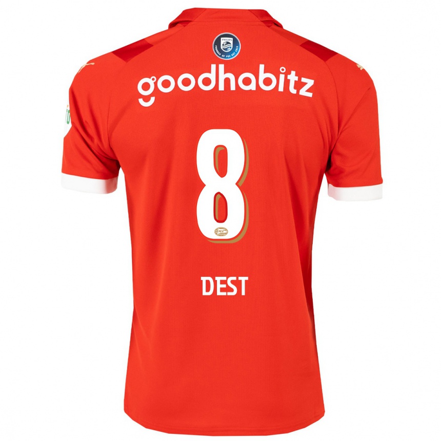 Women  Sergino Dest #8 Red Home Jersey 2023/24 T-Shirt