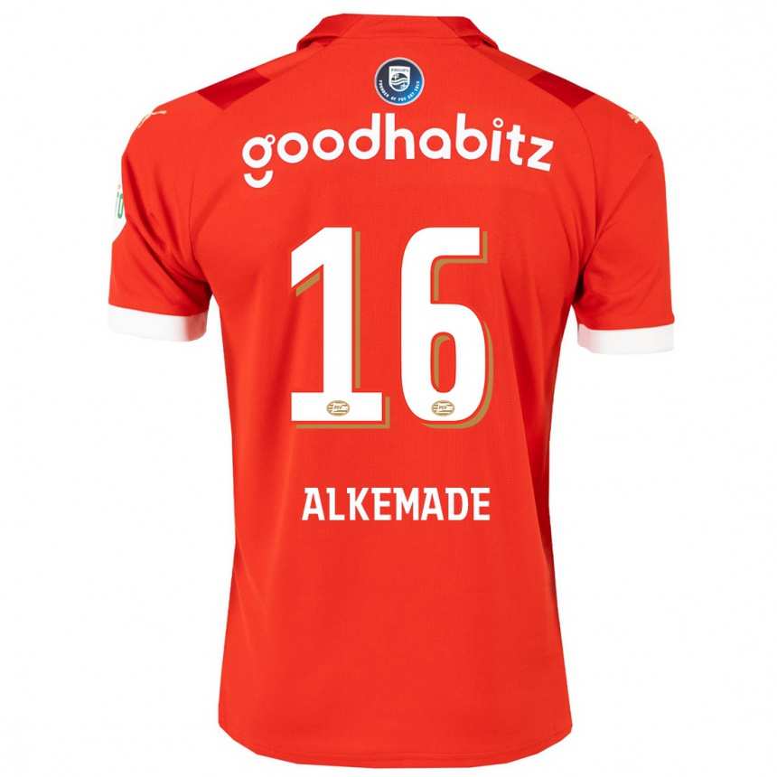 Women  Lisan Alkemade #16 Red Home Jersey 2023/24 T-Shirt