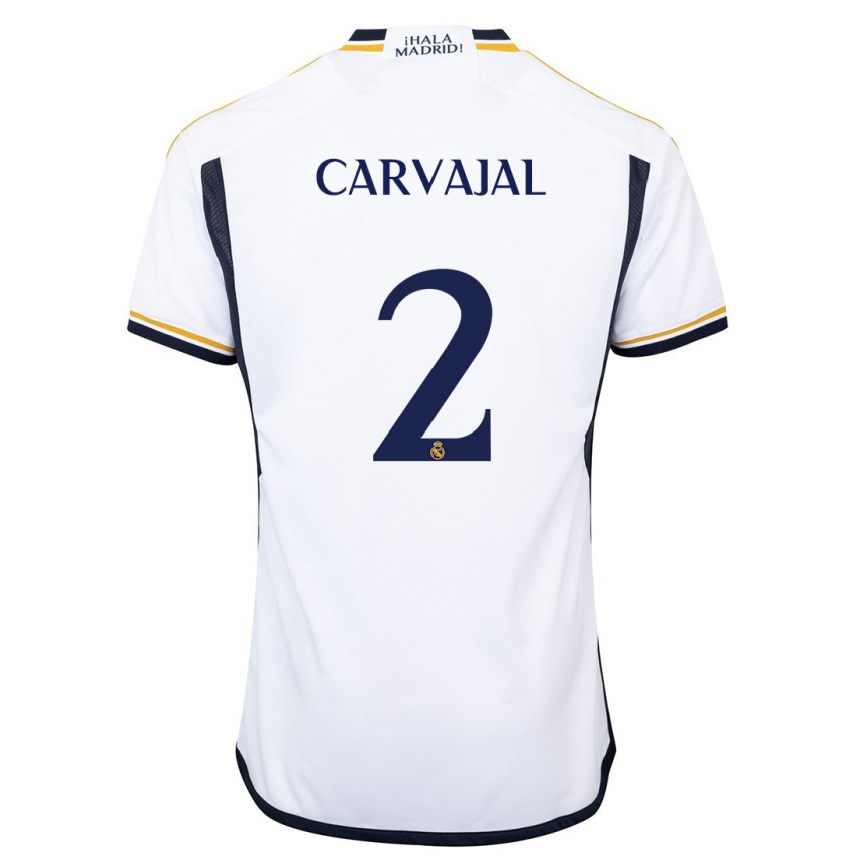 Women  Daniel Carvajal #2 White Home Jersey 2023/24 T-Shirt