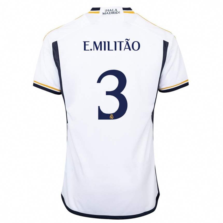 Women  Eder Militao #3 White Home Jersey 2023/24 T-Shirt