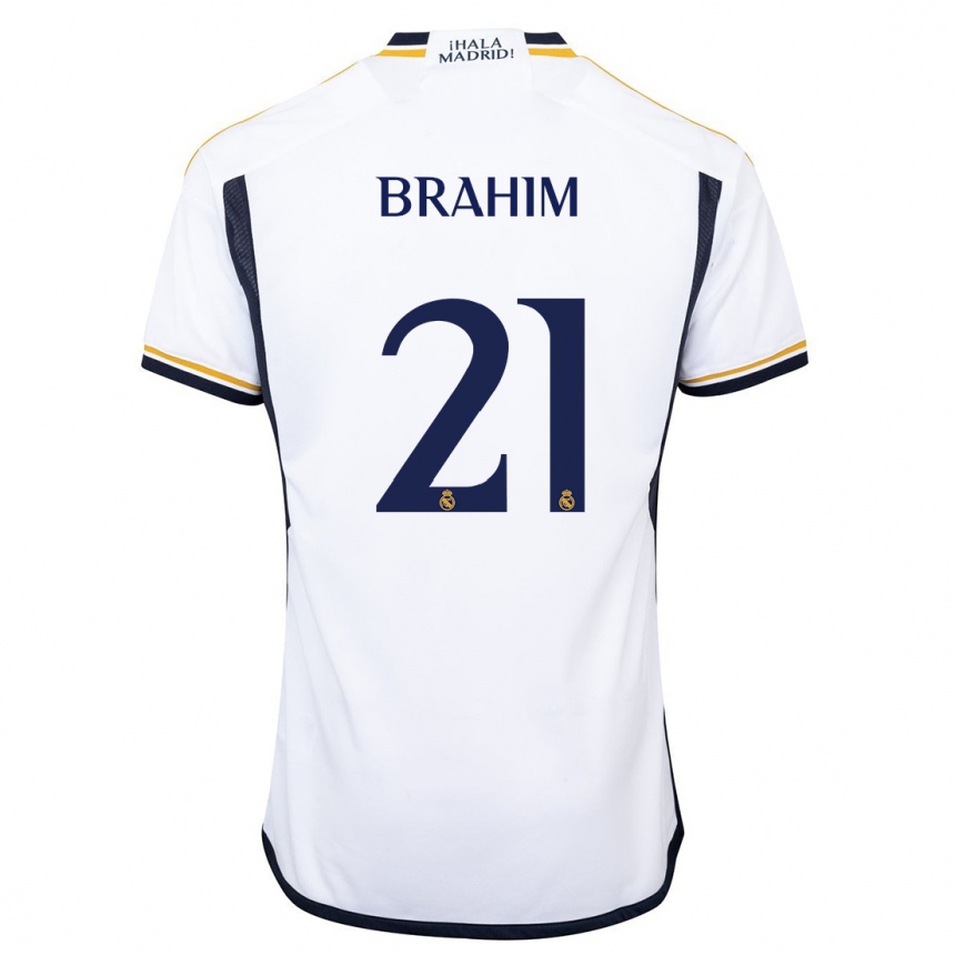 Women  Brahim Diaz #21 White Home Jersey 2023/24 T-Shirt