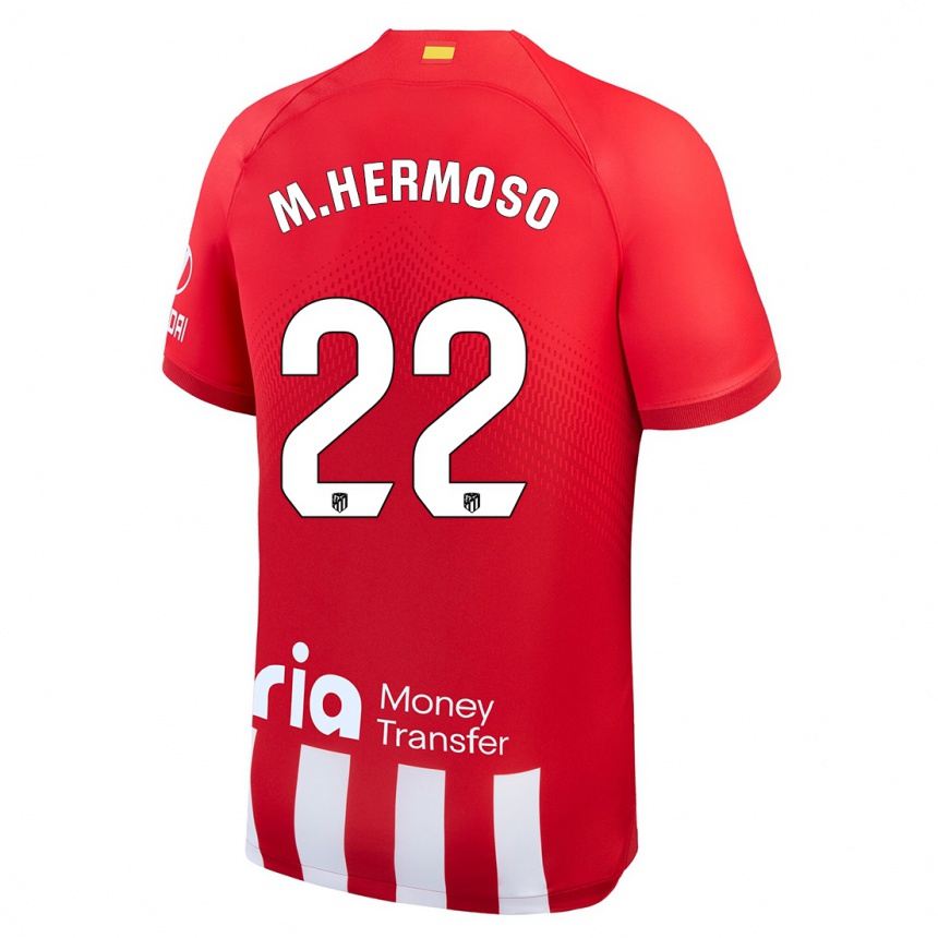 Women  Mario Hermoso #22 Red White Home Jersey 2023/24 T-Shirt