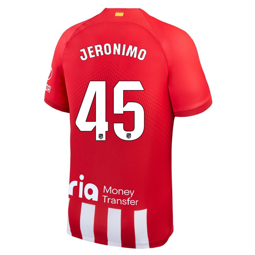 Women  Isaiah Jeronimo #45 Red White Home Jersey 2023/24 T-Shirt