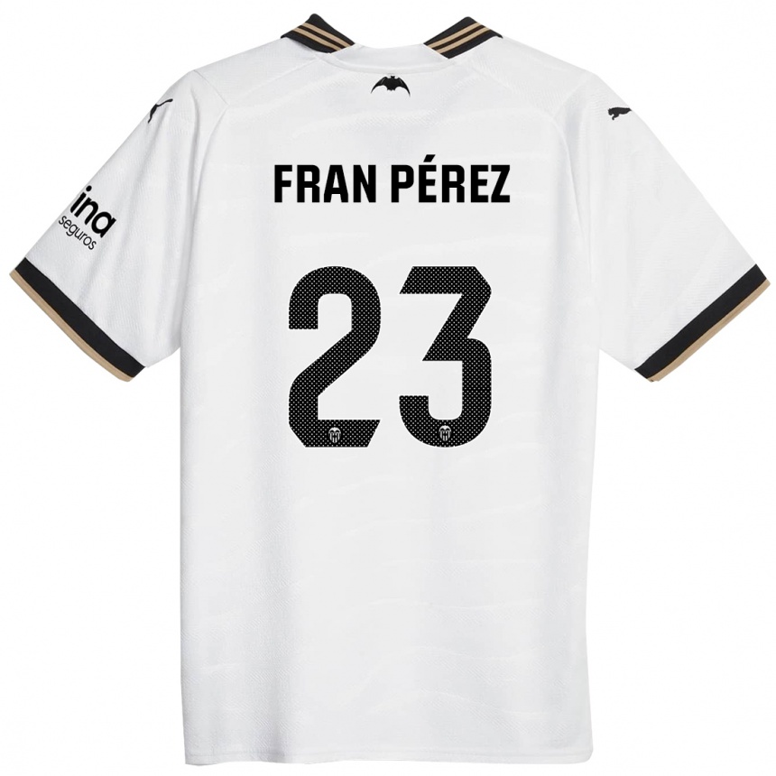 Women  Fran Pérez #23 White Home Jersey 2023/24 T-Shirt