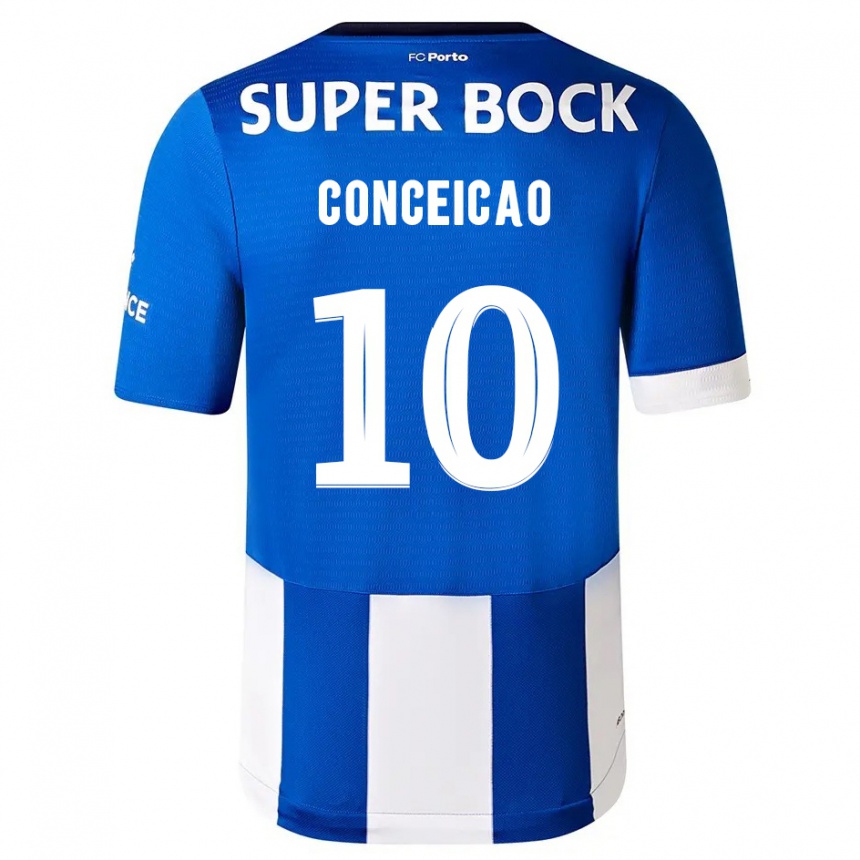 Women  Francisco Conceicao #10 Blue White Home Jersey 2023/24 T-Shirt