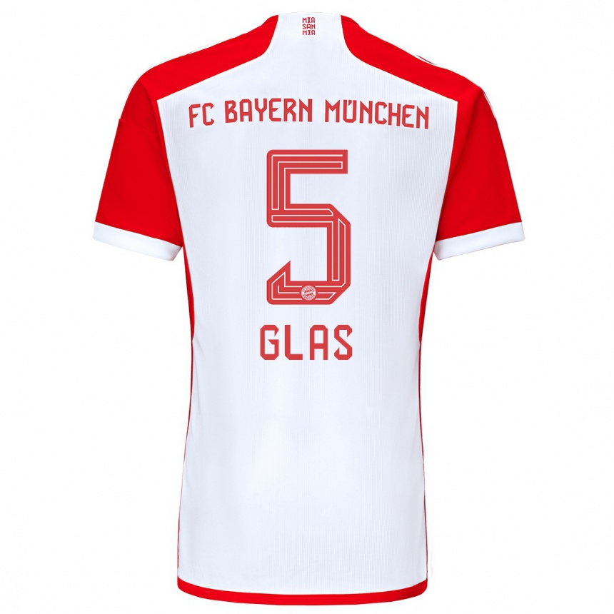 Women  Hanna Glas #5 Red White Home Jersey 2023/24 T-Shirt