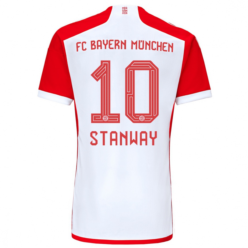 Women  Georgia Stanway #10 Red White Home Jersey 2023/24 T-Shirt