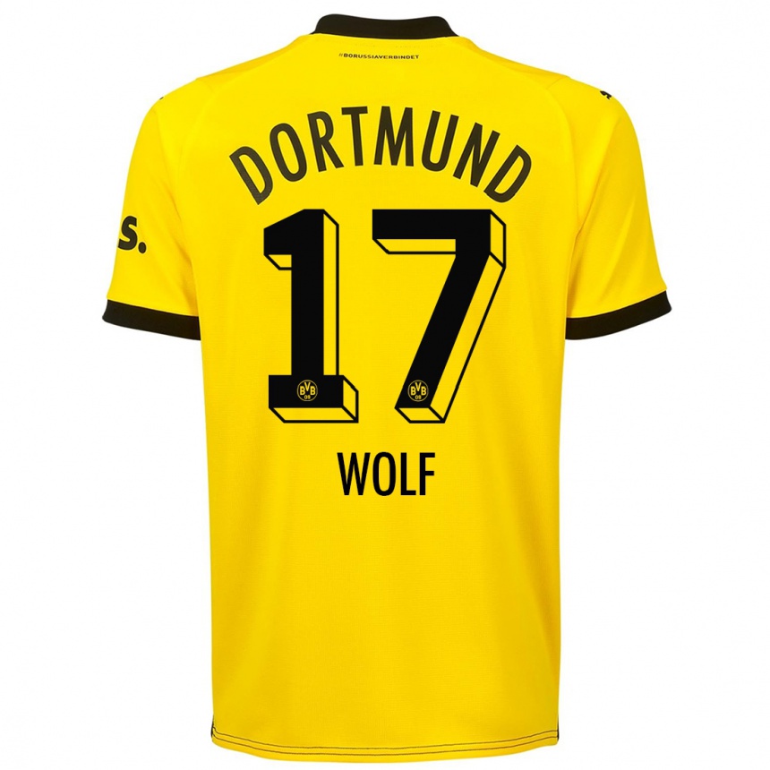 Women  Marius Wolf #17 Yellow Home Jersey 2023/24 T-Shirt
