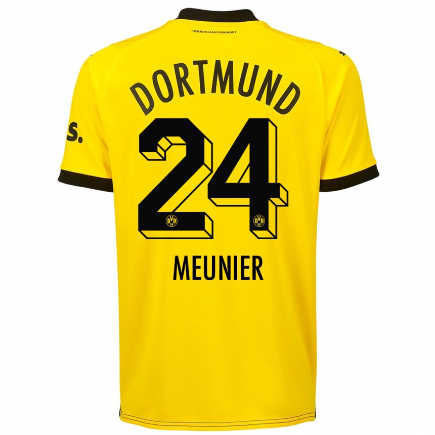 Women  Thomas Meunier #24 Yellow Home Jersey 2023/24 T-Shirt