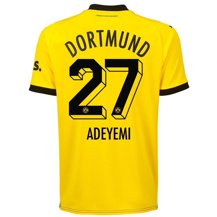 Women  Karim Adeyemi #27 Yellow Home Jersey 2023/24 T-Shirt