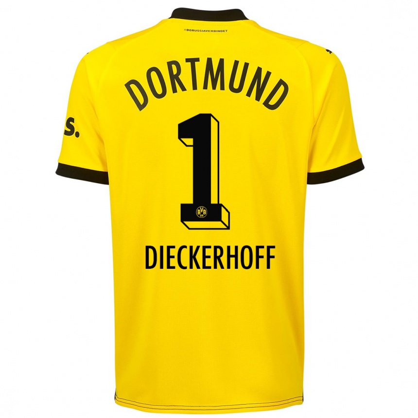 Women  Max Dieckerhoff #1 Yellow Home Jersey 2023/24 T-Shirt