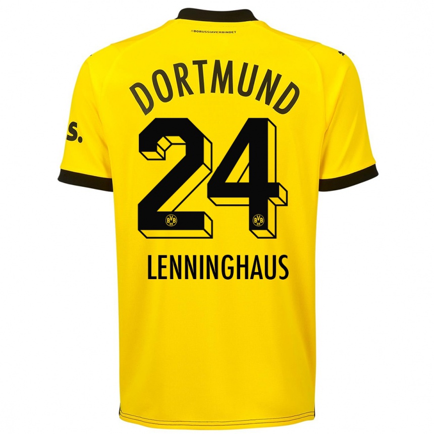 Women  Mika Lenninghaus #24 Yellow Home Jersey 2023/24 T-Shirt