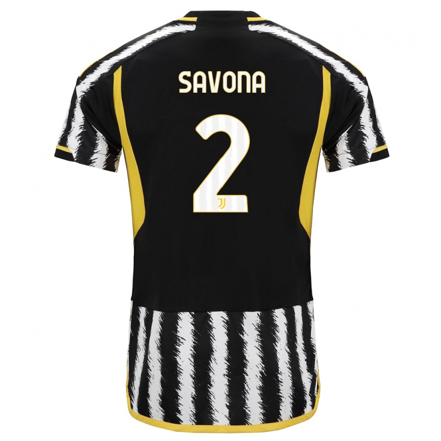 Women  Nicolo Savona #2 Black White Home Jersey 2023/24 T-Shirt