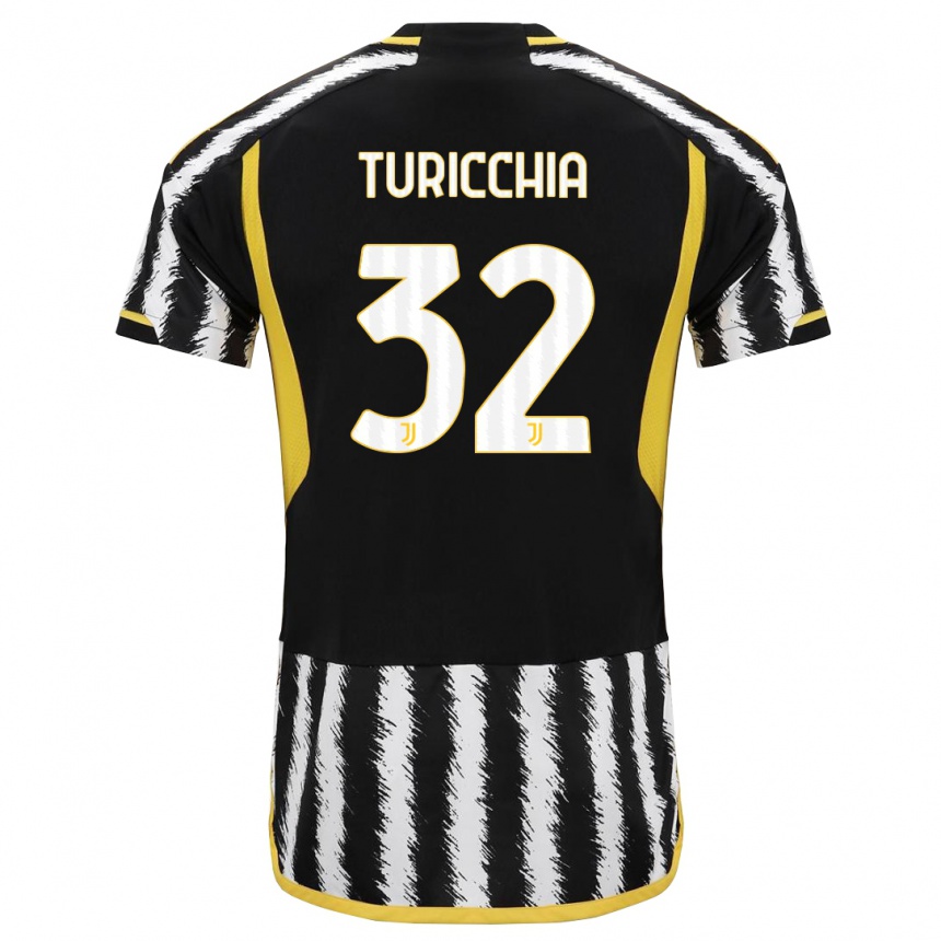 Women  Riccardo Turicchia #32 Black White Home Jersey 2023/24 T-Shirt