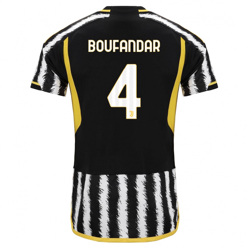 Women  Adam Boufandar #4 Black White Home Jersey 2023/24 T-Shirt