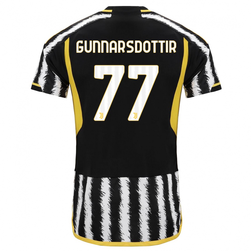 Women  Sara Bjork Gunnarsdottir #77 Black White Home Jersey 2023/24 T-Shirt