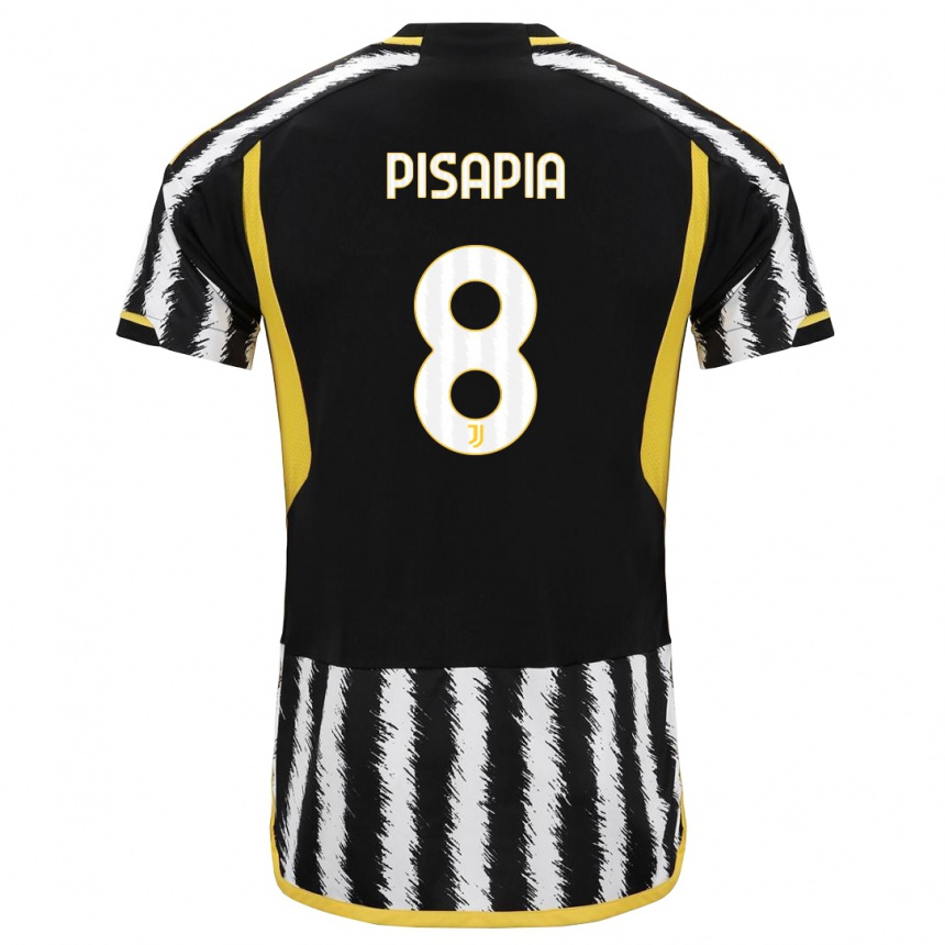 Women  Luciano Pisapia #8 Black White Home Jersey 2023/24 T-Shirt