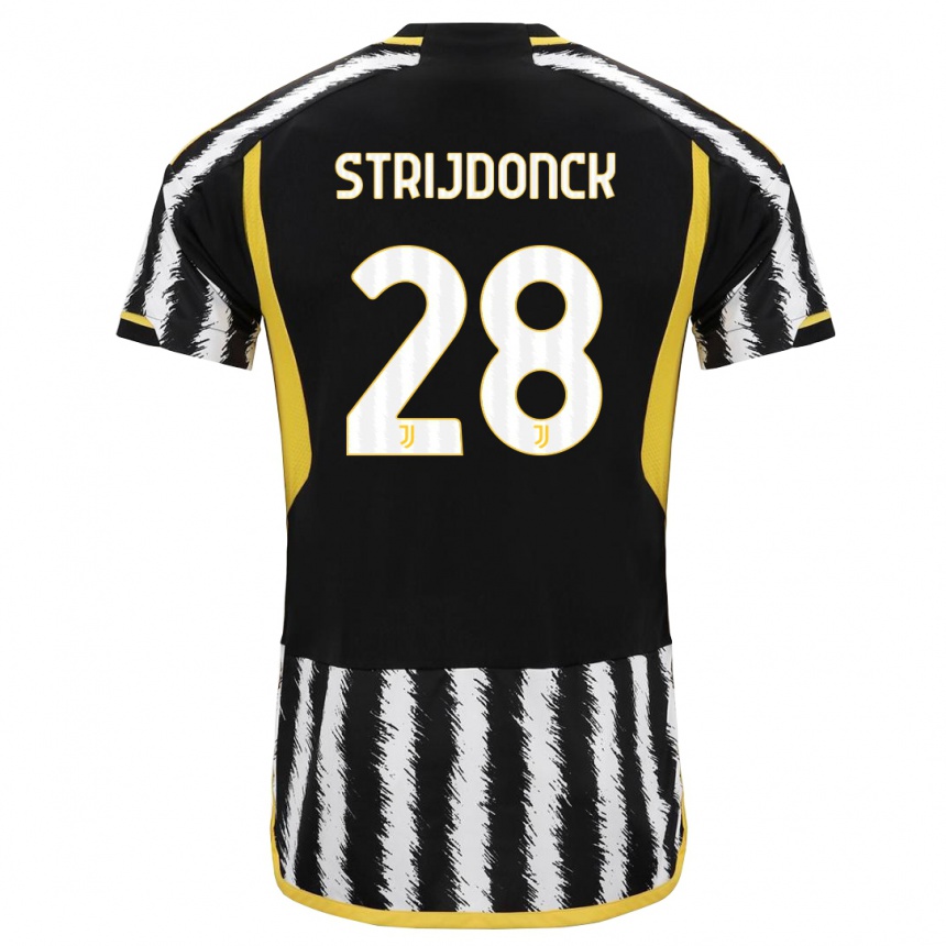 Women  Bayron Strijdonck #28 Black White Home Jersey 2023/24 T-Shirt