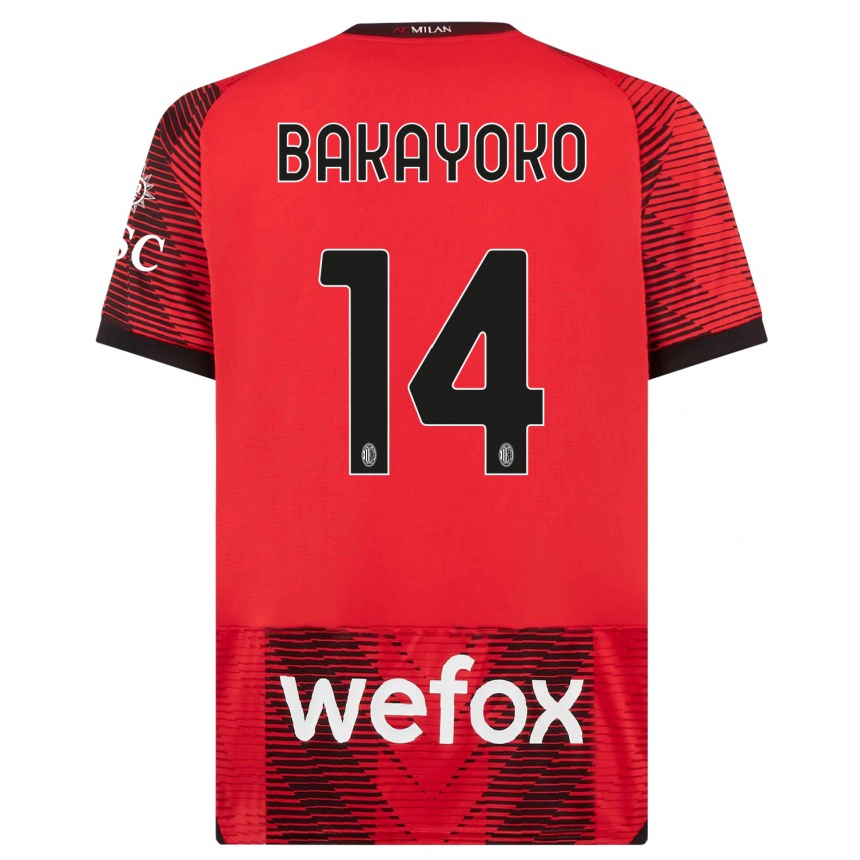 Women  Tiemoue Bakayoko #14 Red  Black Home Jersey 2023/24 T-Shirt