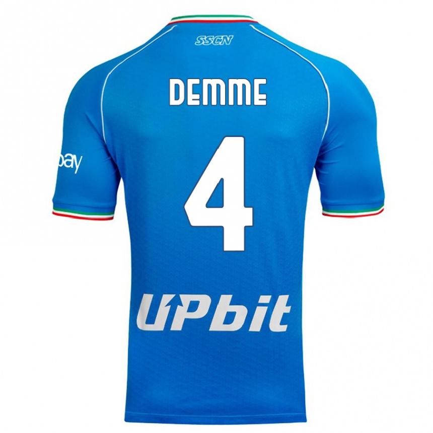 Women  Diego Demme #4 Sky Blue Home Jersey 2023/24 T-Shirt