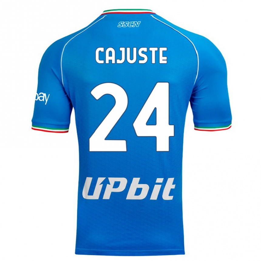 Women  Jens Cajuste #24 Sky Blue Home Jersey 2023/24 T-Shirt