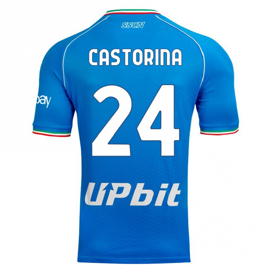 Women  Alessandro Castorina #24 Sky Blue Home Jersey 2023/24 T-Shirt