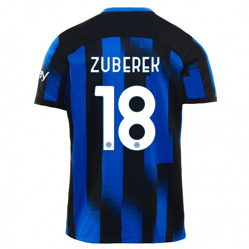 Women  Jan Zuberek #18 Black Blue Home Jersey 2023/24 T-Shirt