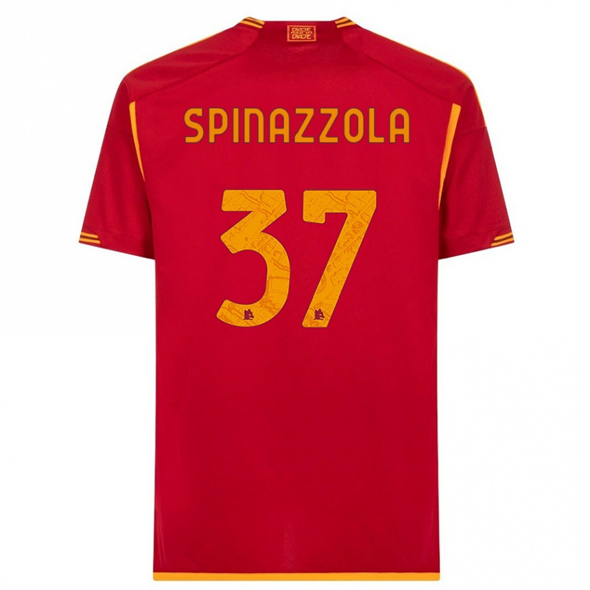 Women  Leonardo Spinazzola #37 Red Home Jersey 2023/24 T-Shirt