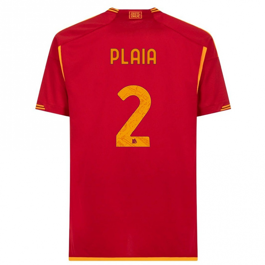 Women  Matteo Plaia #2 Red Home Jersey 2023/24 T-Shirt