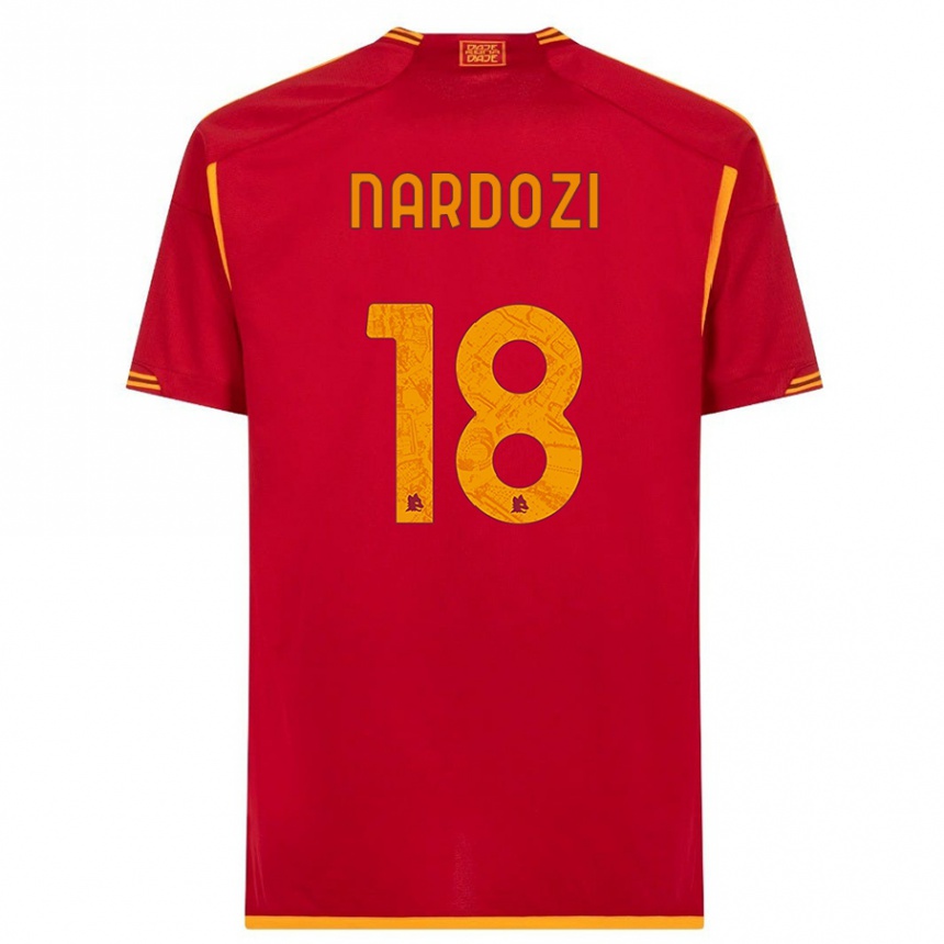 Women  Manuel Nardozi #18 Red Home Jersey 2023/24 T-Shirt