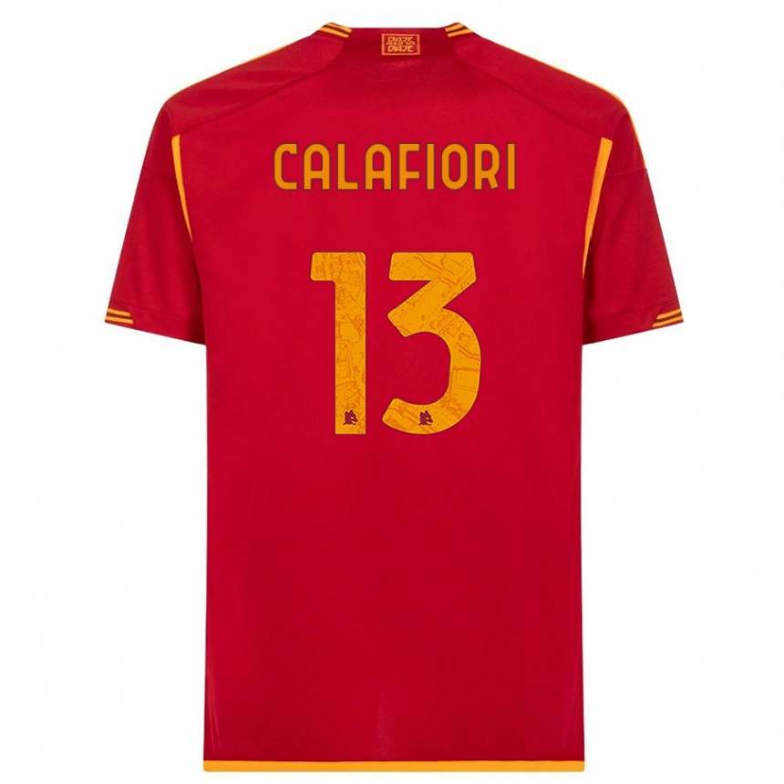 Women  Riccardo Calafiori #13 Red Home Jersey 2023/24 T-Shirt