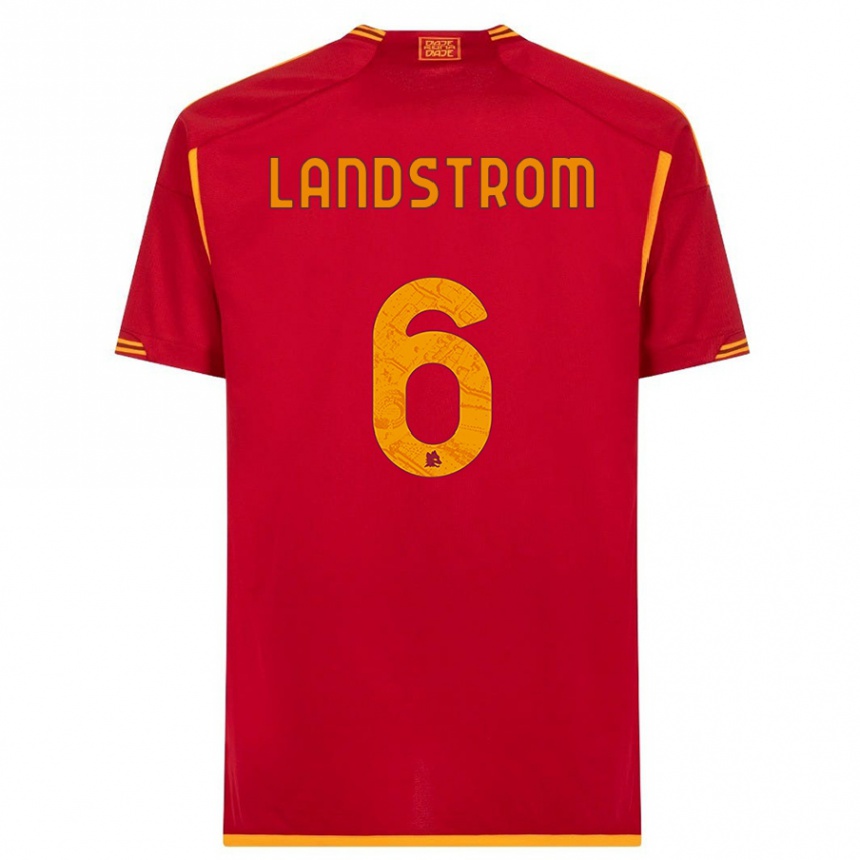 Women  Elin Landstrom #6 Red Home Jersey 2023/24 T-Shirt